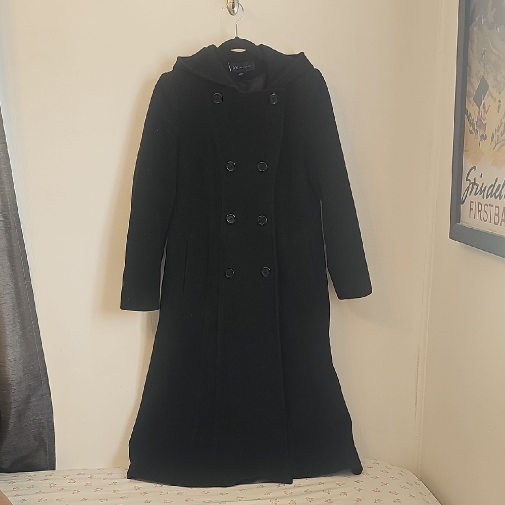Anne Klein Black Hooded Trench Coat - Picture 2 of 5